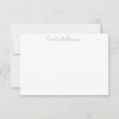 Muntgroene Gingham Schotse Ruit Preppy Script Naam Notitiekaartje (Voorkant)