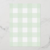 Muntgroene Gingham Verjaardags Uitnodiging met Gou (Achterkant)