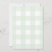 Muntgroene Gingham Verjaardagsuitnodiging Kaart (Achterkant)