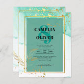 Muntgroene Gouden Alcoholinkt Abstracte Trouwdag (Voorkant / Achterkant)