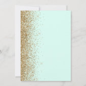Muntgroene Gouden Glitter Bruiloft Kaart (Achterkant)
