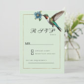 Muntgroene gouden kleurrijke kolibrie RSVP Kaart (Staand voorkant)