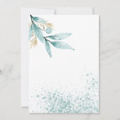 Muntgroene gouden waterverf bladermotief Trouw Kaart (Achterkant)