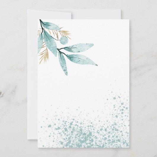 Muntgroene gouden waterverf bladermotief Trouw Kaart (Achterkant)