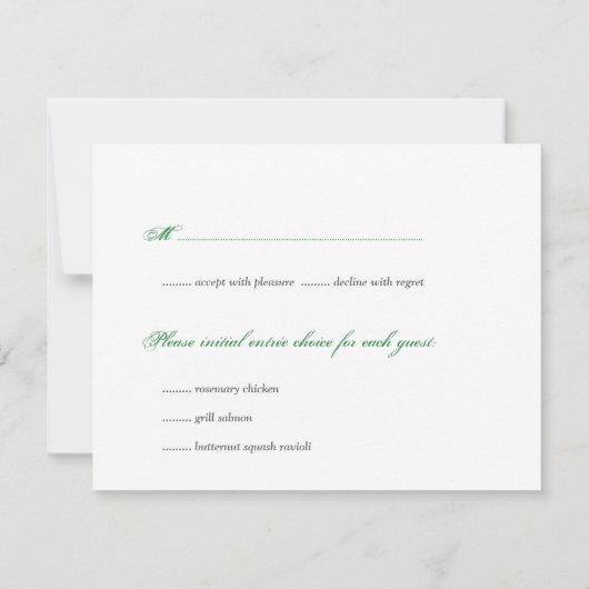 Muntgroene grunge bruiloft bijgevoegde RSVP-reacti Kaart (Achterkant)