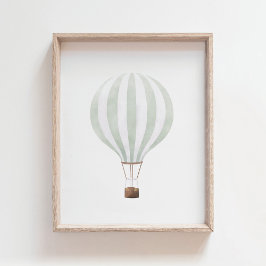 Muntgroene hete luchtballon poster voor kinderkame