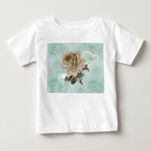 Muntgroene Ivoren Rozen Peuter Witte Ruffle Jurk (Voorkant)