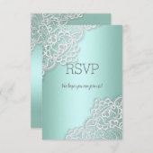 Muntgroene kanten elegante reactie voor elk evenem RSVP kaartje (Voorkant / Achterkant)