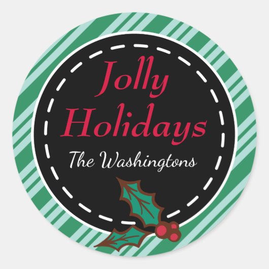 Muntgroene Kerst Kadootje Gift Tag Stickers (Voorkant)