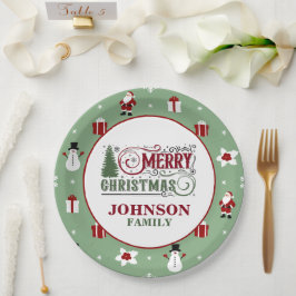 Muntgroene Kerstman Kerst Dinner Papieren Bordje