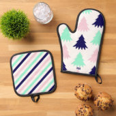 Muntgroene Kerstmis Ovenwant & Pannenlap Set (Top down)