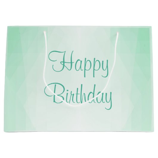 Muntgroene kleur Gelukkige Verjaardag Modern Sjabl Groot Cadeauzakje (Voorkant)