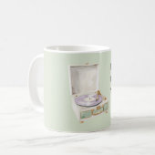 Muntgroene lavendel platenspeler koffiemok (Voorkant links)