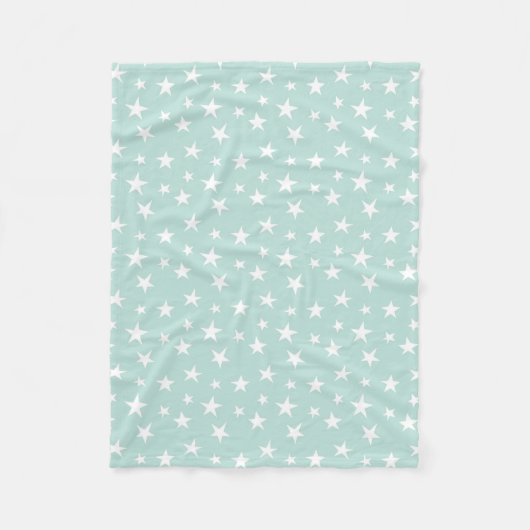 Muntgroene Lucht Witte Sterren Delicate Pastel Fleece Deken (Voorkant)