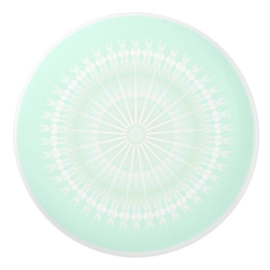 Muntgroene Mandala Pastel Modern Keramische Knop (Voorkant)