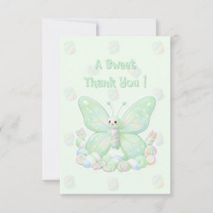 Muntgroene Marshmallow Vlinder Baby Shower Bedankt