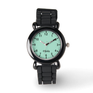 Muntgroene meisjes gepersonaliseerde kinderhorloge horloge
