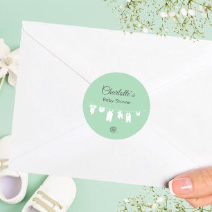 Muntgroene Minimalistische Geslachtsneutrale Baby Ronde Sticker