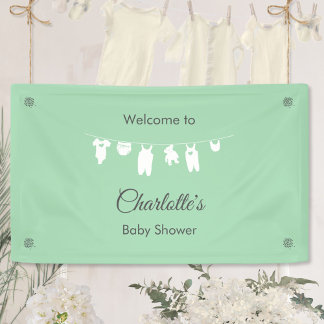 Muntgroene Minimalistische Geslachtsneutrale Baby Spandoek