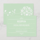 Muntgroene moderne bloemige huwelijksontvangstkaar informatiekaartje (Voorkant / Achterkant)