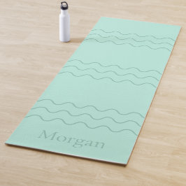 Muntgroene moderne golvende lijnen met aangepaste  yogamat