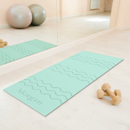 Muntgroene moderne golvende lijnen met aangepaste  yogamat