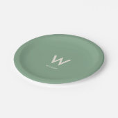 Muntgroene Monogram Persoonlijk Feest Papieren Bordje (Gekanteld)