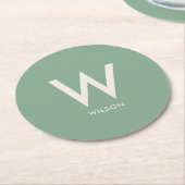 Muntgroene Monogram Persoonlijke Feestje Ronde Kartonnen Onderzetter (Gebogen)