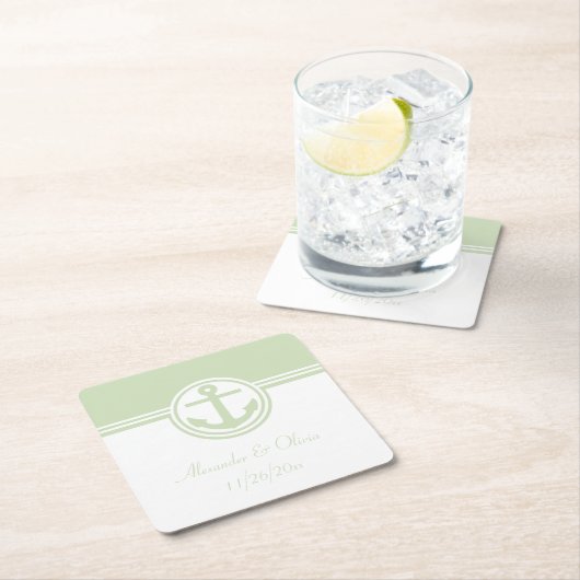 Muntgroene Nautische Anker Kartonnen Onderzetters (Insitu)