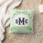 Muntgroene omgekeerde Griekse sleutelboogmonogram Kussen (Deken)
