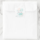Muntgroene Palmblad Bedankt Vierkante Sticker (Tas)