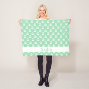 Muntgroene pootafdrukkenpatroon met aangepaste naa fleece deken