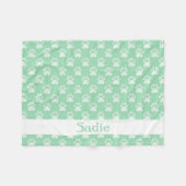 Muntgroene pootafdrukkenpatroon met aangepaste naa fleece deken (Voorkant (Horizontaal))