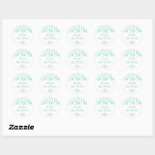 Muntgroene regendruppels baby sprinkle ronde sticker (Vel)