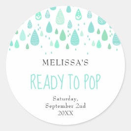 Muntgroene regendruppels klaar om te knallen ronde sticker
