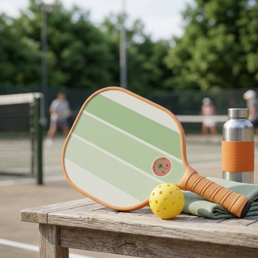 Muntgroene Retro Streep Pickleball Paddle
