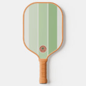 Muntgroene Retro Streep Pickleball Paddle (Voorkant)
