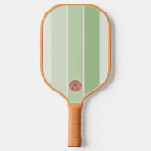 Muntgroene Retro Streep Pickleball Paddle (Achterkant)
