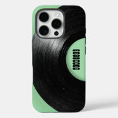 Muntgroene Retro Vinylplaat Aangepaste Naam Case-Mate iPhone Case (Achterkant)