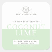 Muntgroene riet diffuser vierkante sticker (Voorkant)