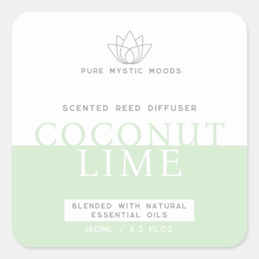 Muntgroene riet diffuser  vierkante sticker (Voorkant)