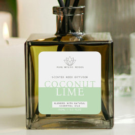 Muntgroene riet diffuser  vierkante sticker