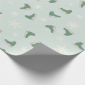muntgroene schaatsen cadeaupapier (Hoek)