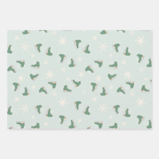 muntgroene schaatsen inpakpapier vel (Voorkant)
