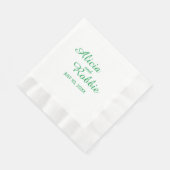 Muntgroene script naam bruiloft servet (Hoek)