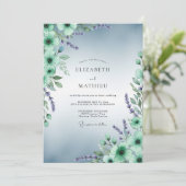 Muntgroene Serene Waterverf Bruiloft Kaart (Staand voorkant)