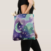Muntgroene Sering Maan Rustige Esthetiek Tote Bag (Dichtbij)