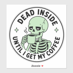 Muntgroene Skelet Drinkt Koffie Sticker