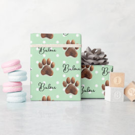 Muntgroene Stippen, Persoonlijke Pootjes  Cadeaupapier