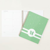Muntgroene strepen monogram pastel minimaal planner (Display)